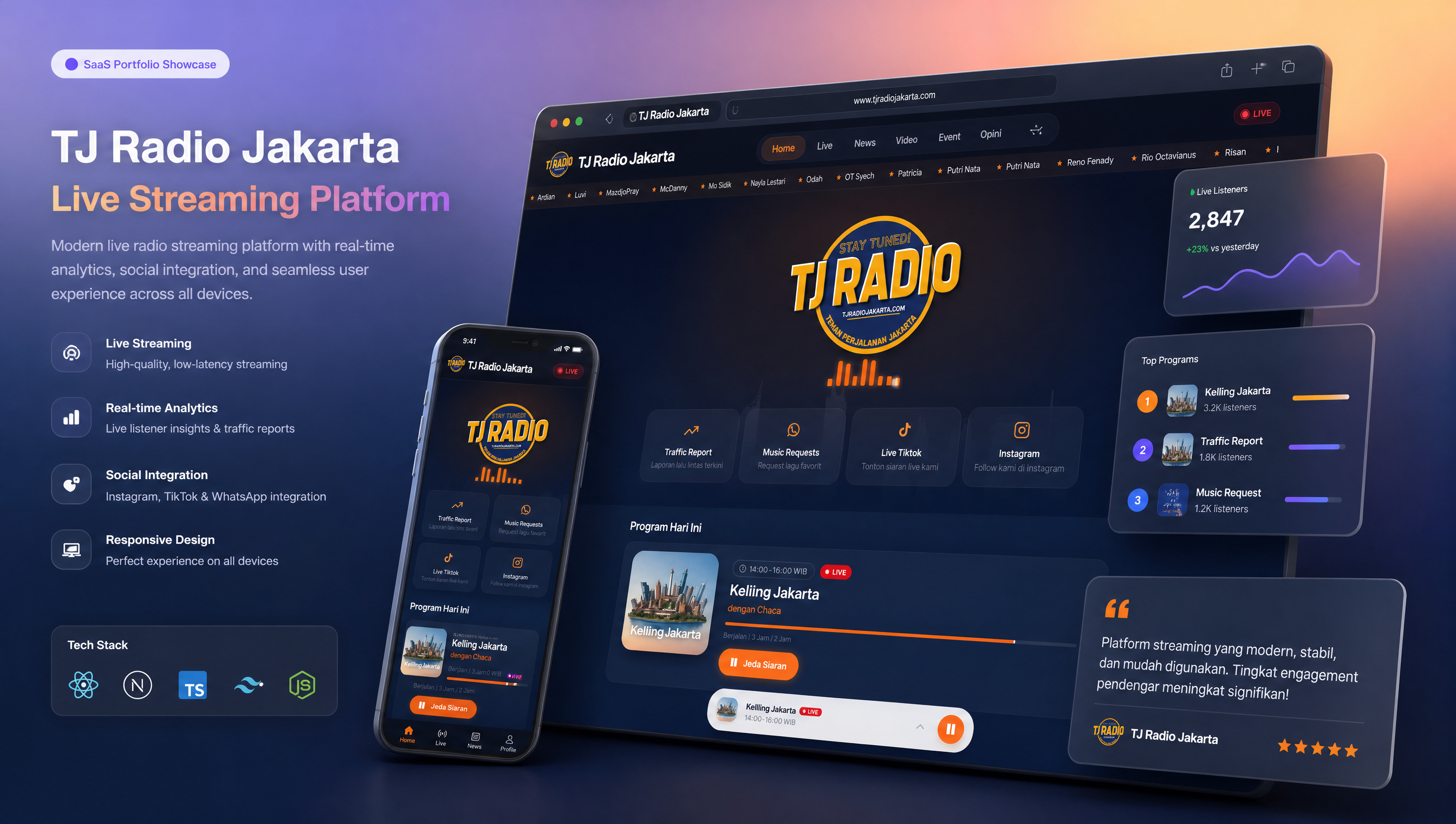 TJ Radio Jakarta streaming interface